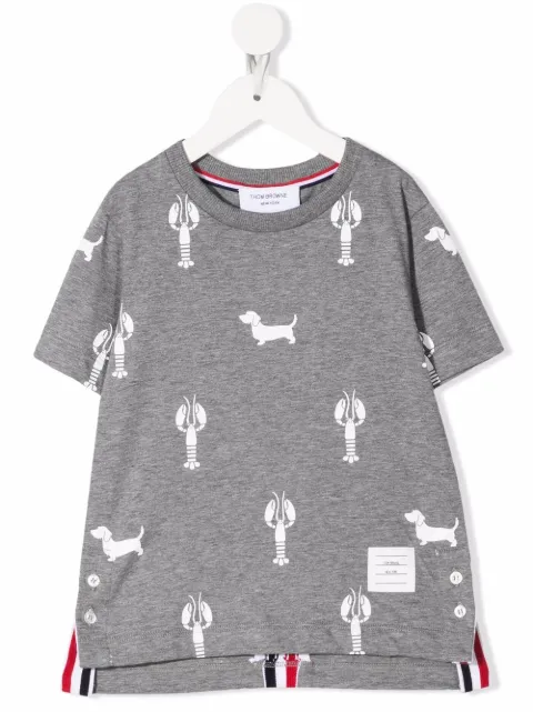Thom Browne Kids playera con logo estampado