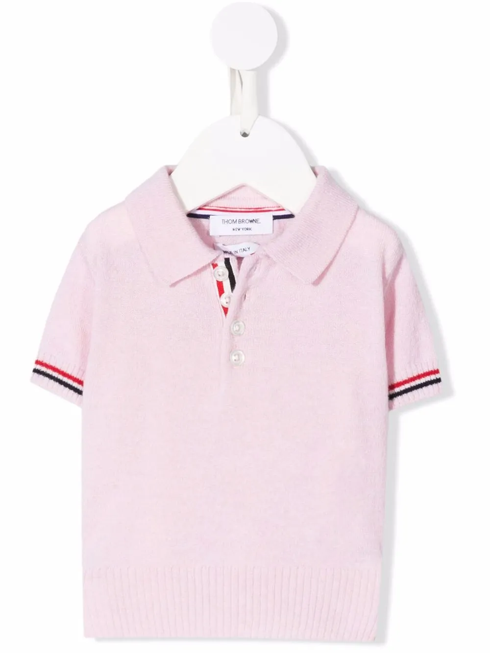 

Thom Browne Kids RWB trim knitted polo top - Pink