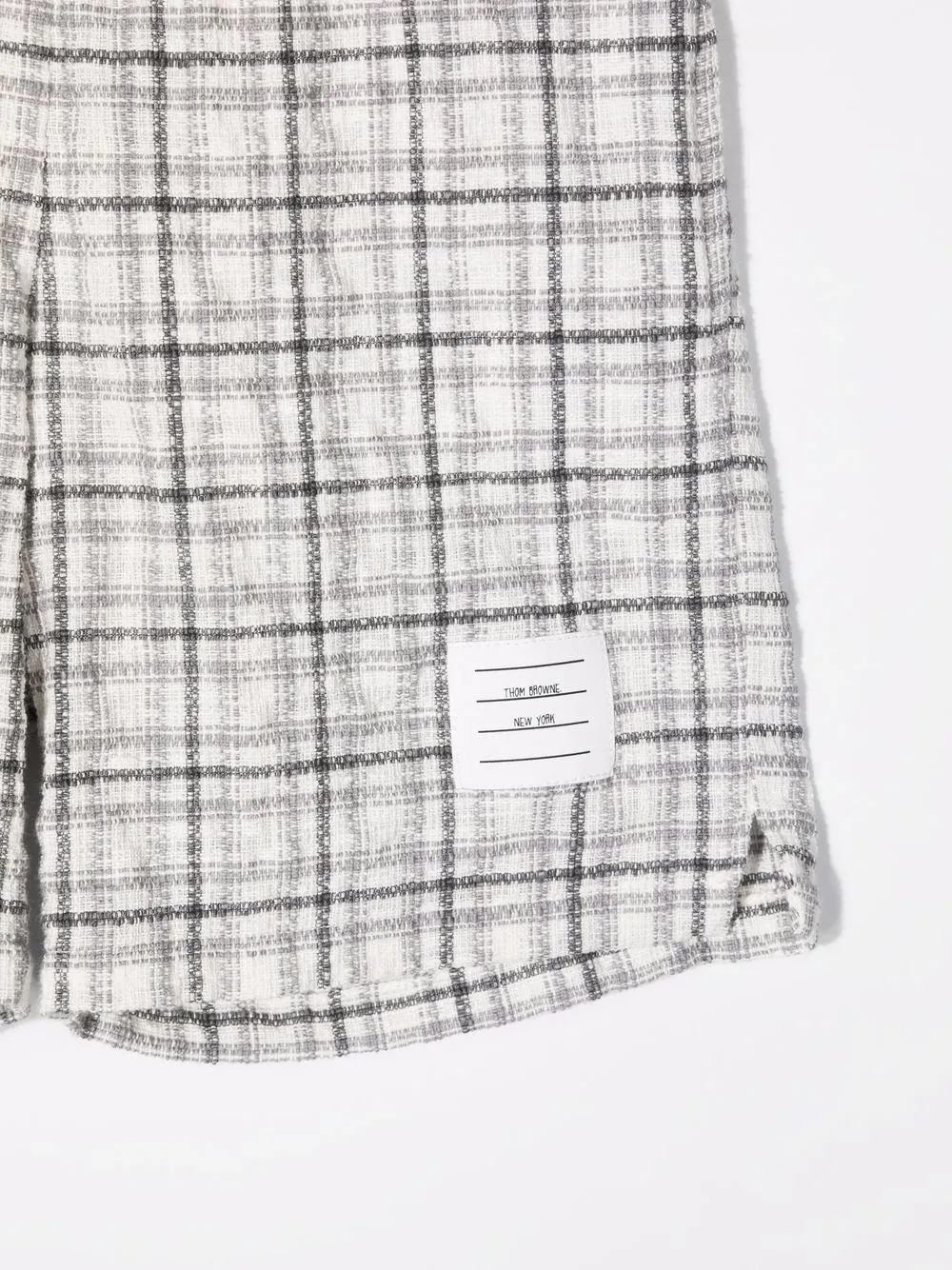  Thom Browne Kids Check-pattern Knit Shorts - White 
