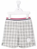 Thom Browne Kids check-pattern knit shorts - White