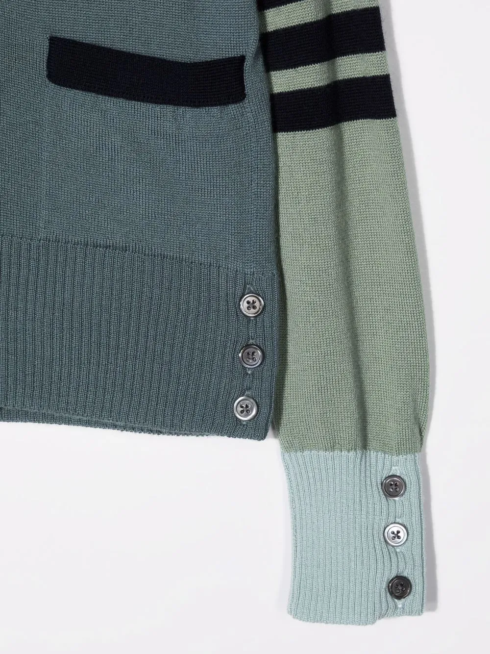  Thom Browne Kids Colour-block Wool Cardigan - Green 
