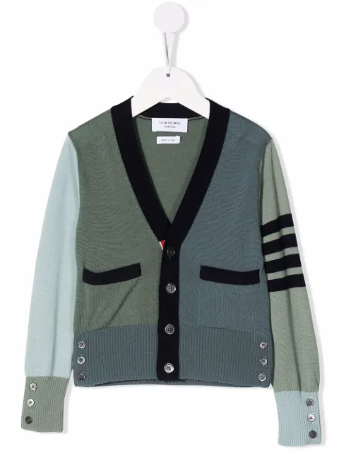 Thom Browne Kids colour-block wool cardigan
