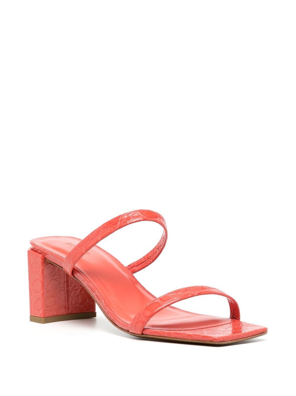 Shop By Far Square-toe Crocodile-effect Sandals In Red