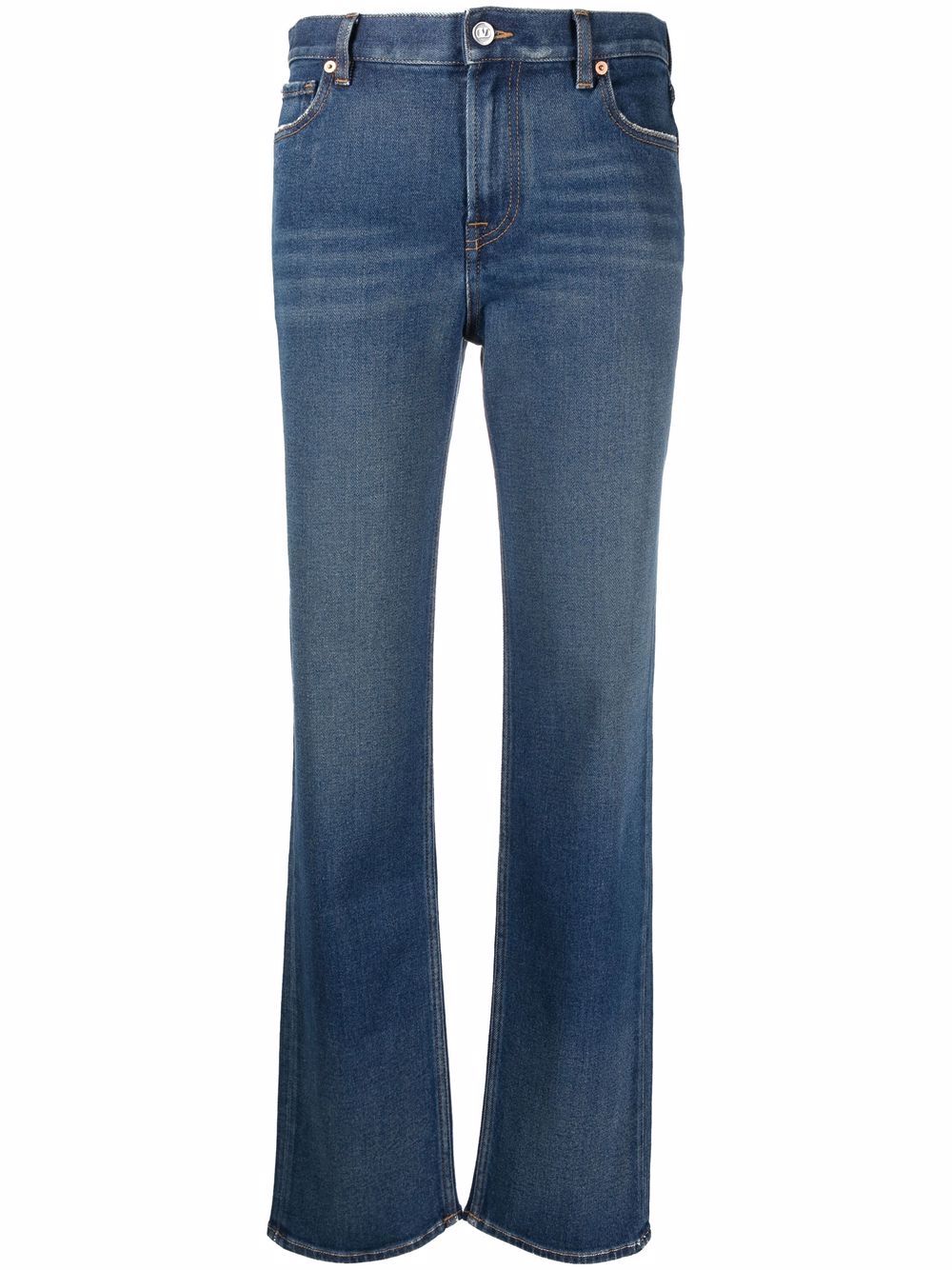 mid-rise straight-leg jeans