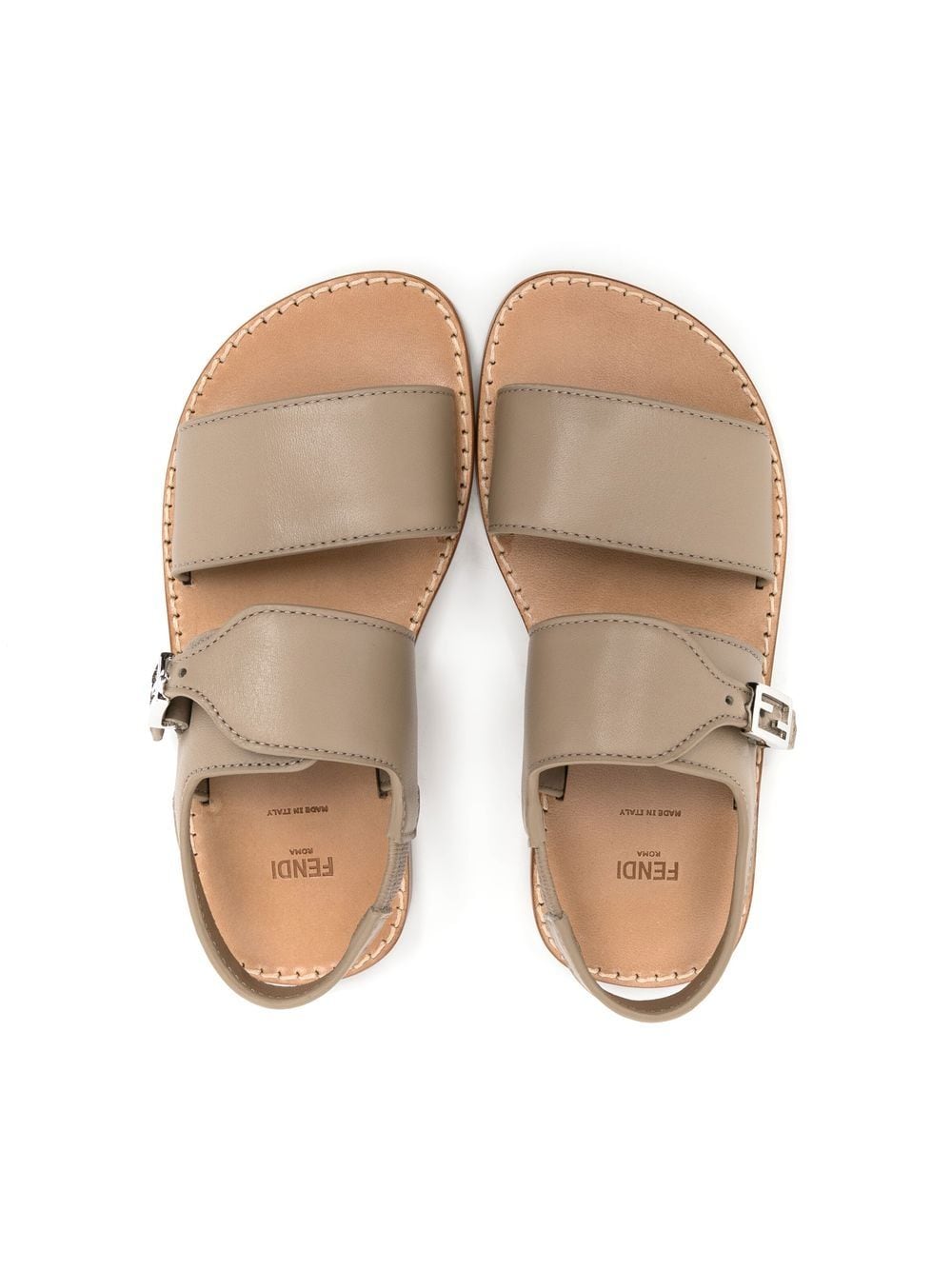 Shop Fendi Side-buckle Open-toe Sandals In Brown
