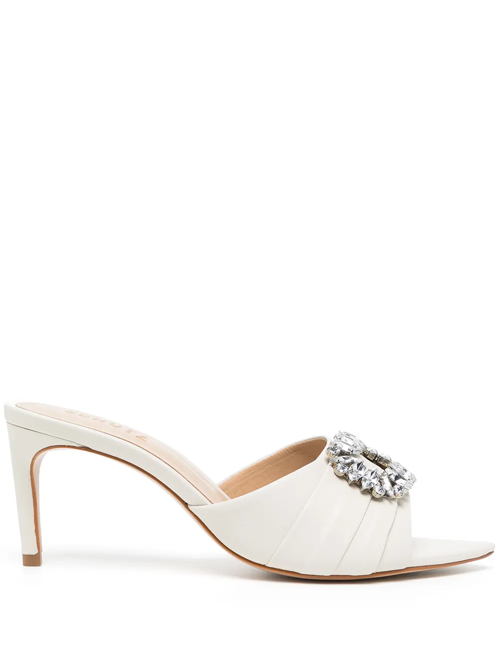 

Schutz mules con hebilla de cristal - Blanco