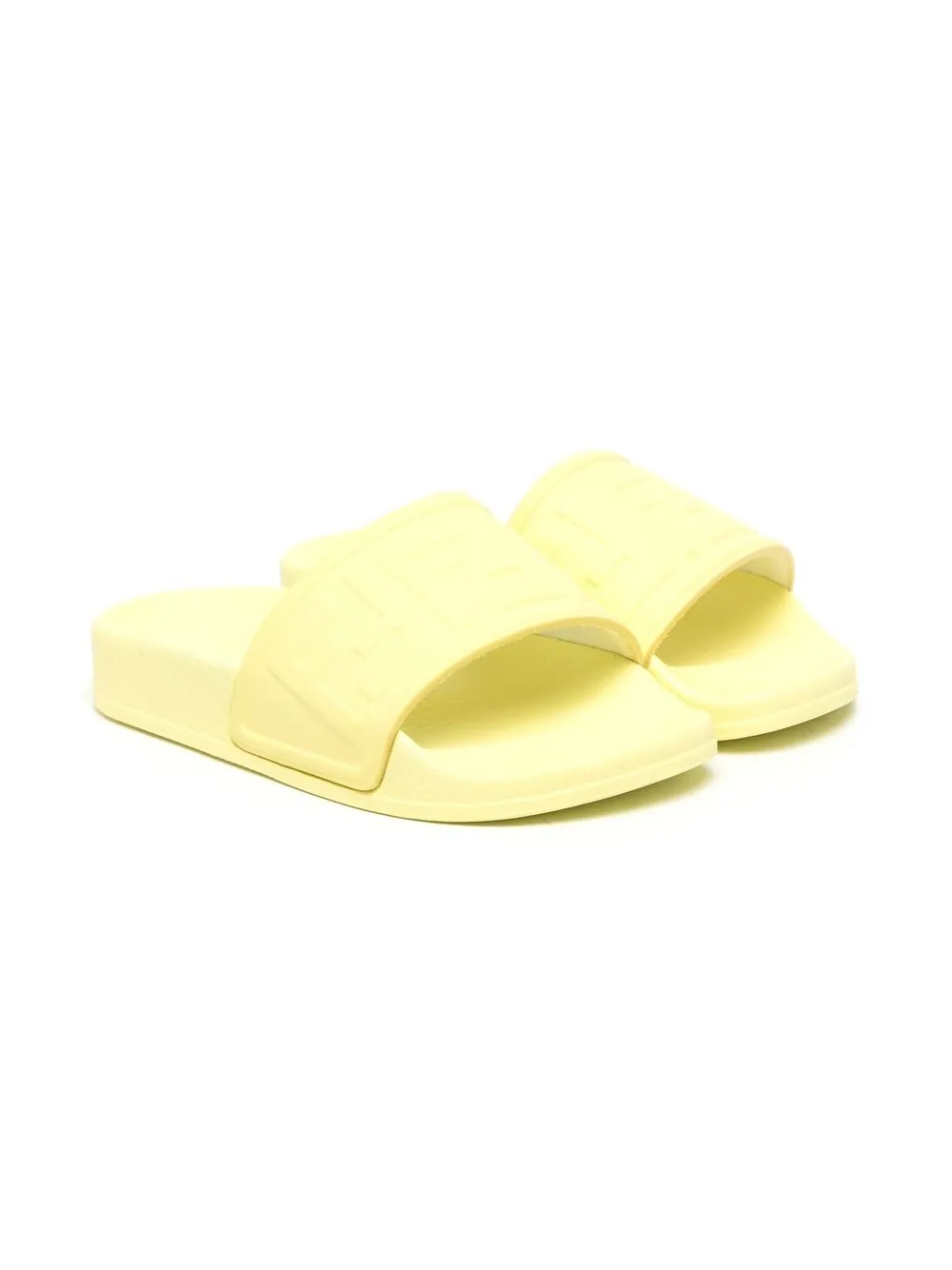 Fendi Kids embossed logo-print slides Yellow