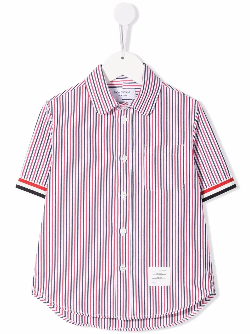 

Thom Browne Kids camisa manga corta con rayas estampadas - Rojo