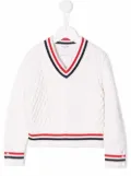 Thom Browne Kids RWB Cricket Cable sweater - White