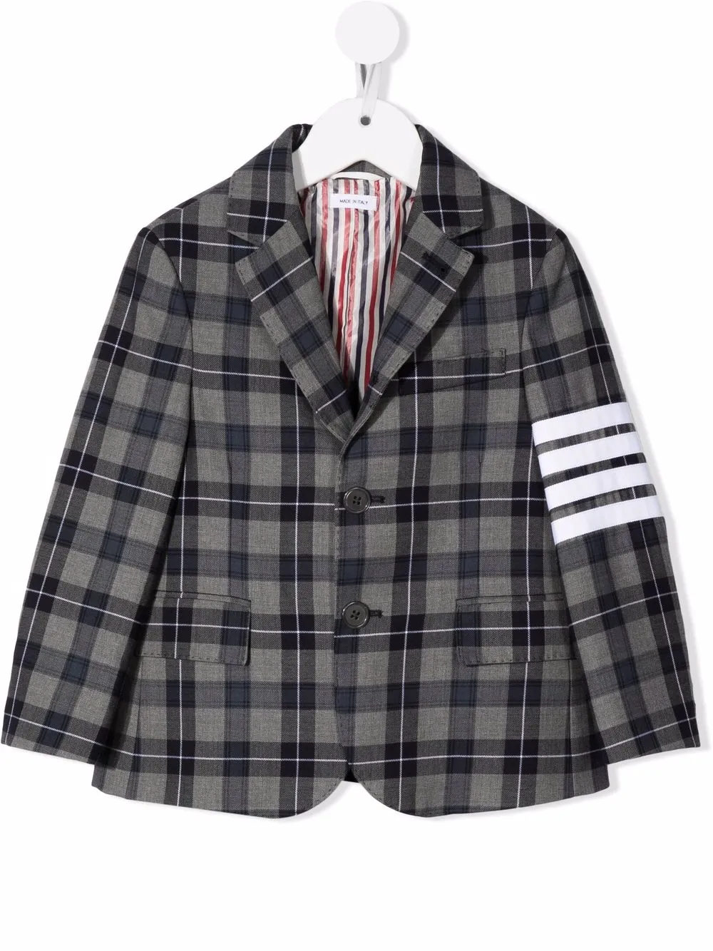 

Thom Browne Kids 4-Bar tartan blazer - Grey