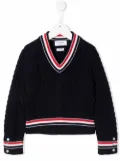 Thom Browne Kids RWB Cricket Cable sweater - Blue