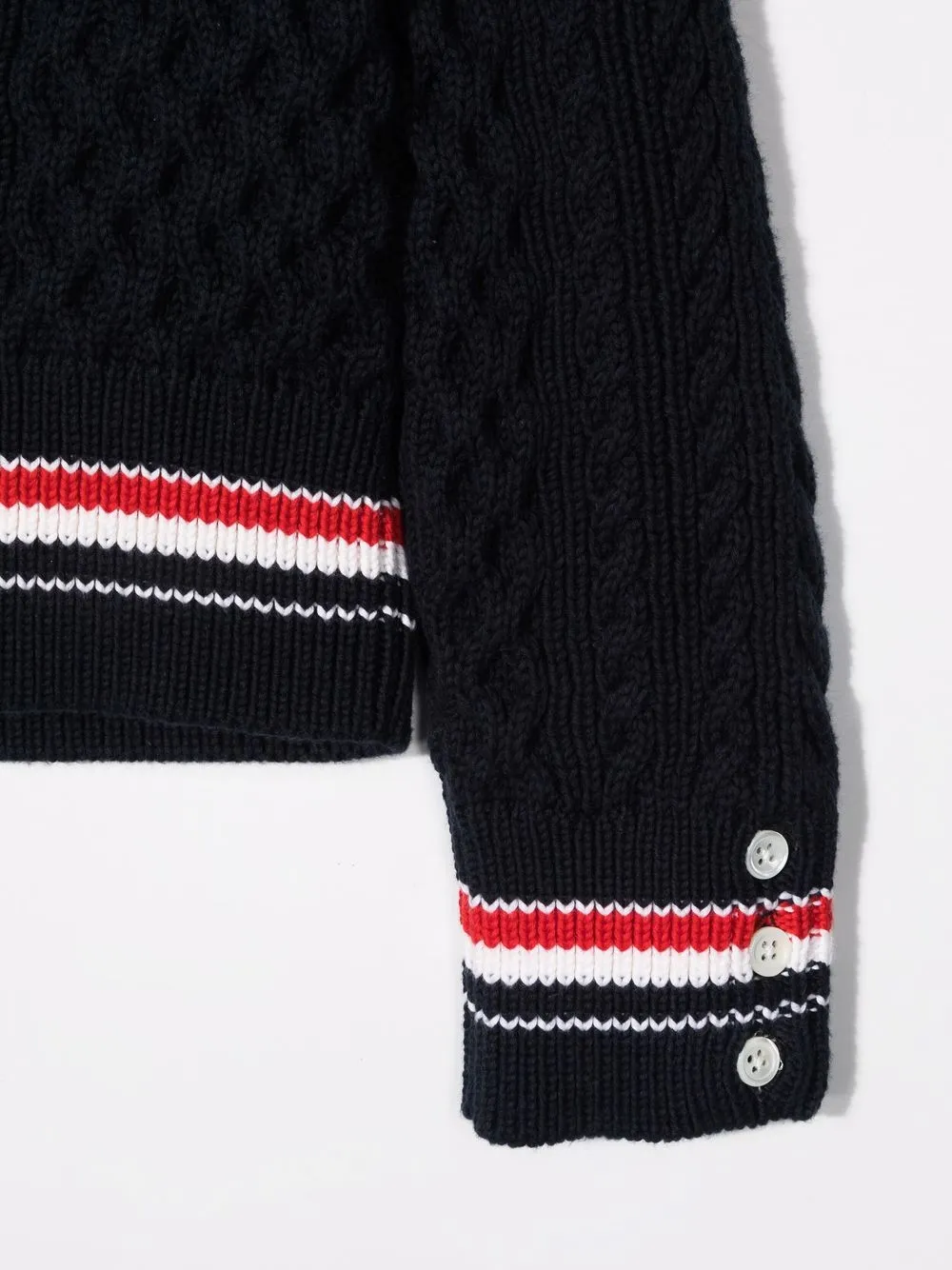 Thom Browne Kids RWB ケーブルニット クリケット セーター | ブルー 