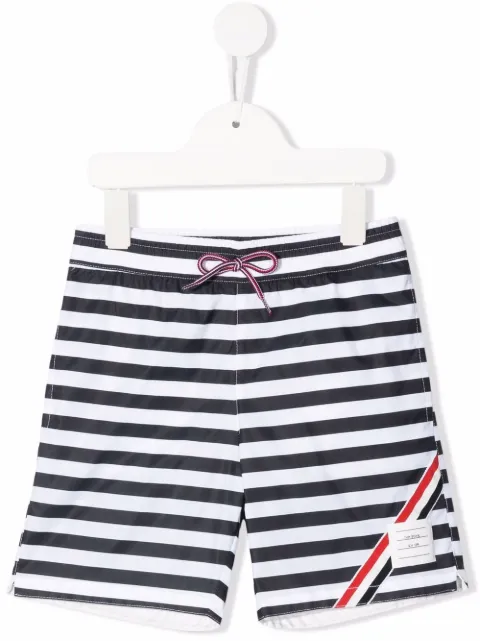 Thom Browne Kids shorts de playa con rayas estampadas