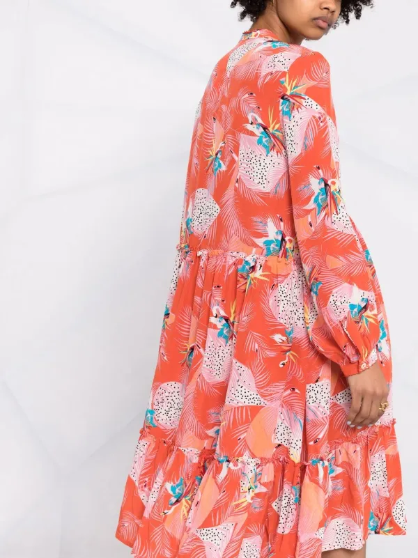 tropical print shirt dress
