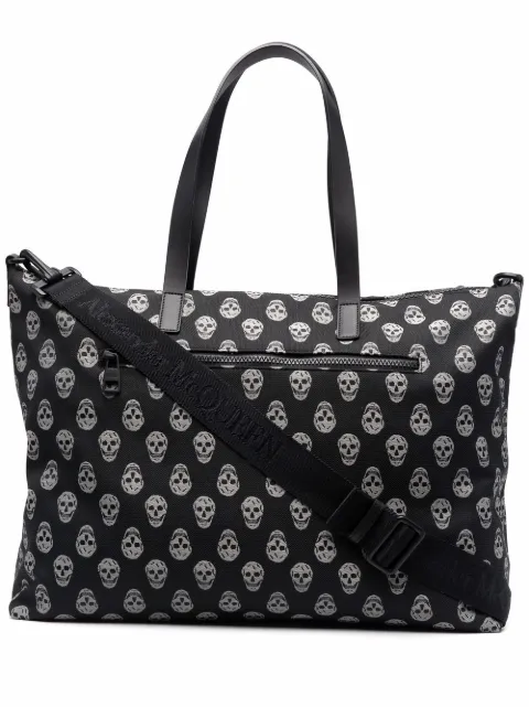 Alexander McQueen skull-print zipped shopper tote