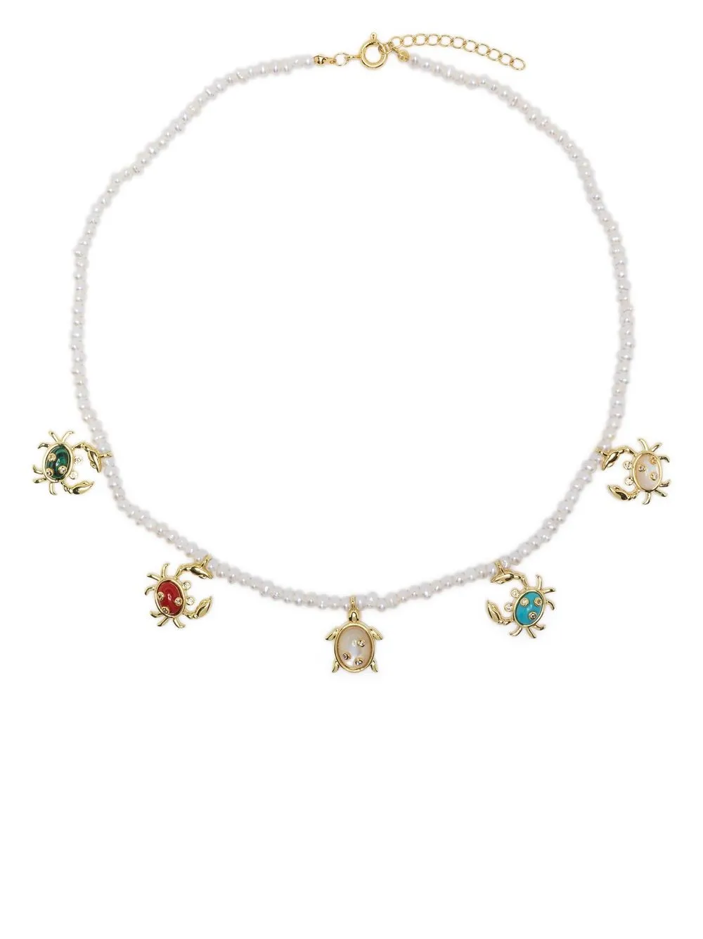 

Eshvi sea-animal charm pearl necklace - White