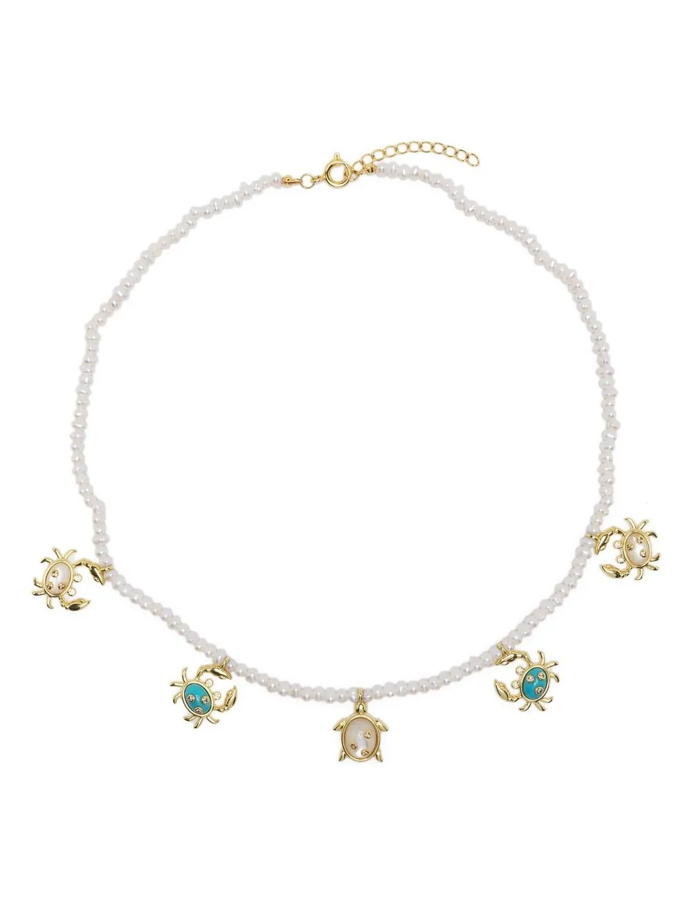Eshvi Sea-animal Charm Pearl Necklace In White