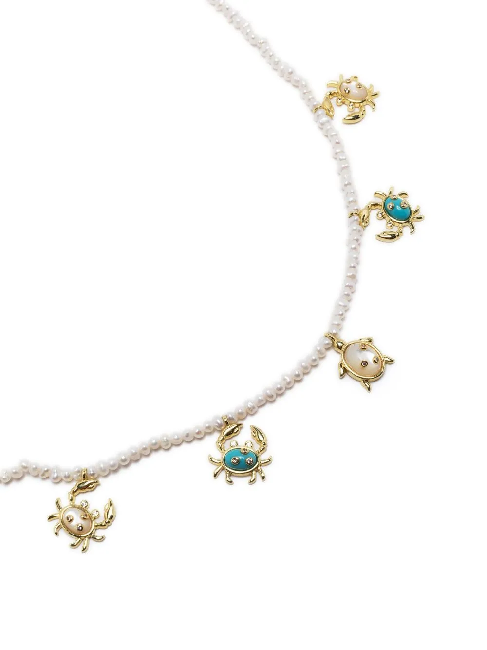 Eshvi Sea-animal Charm Pearl Necklace In White