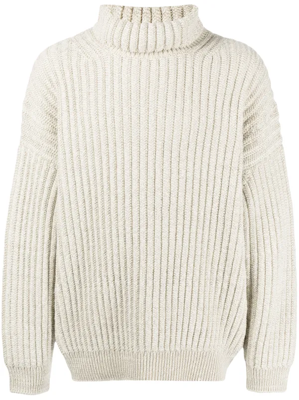 white chunky polo neck jumper