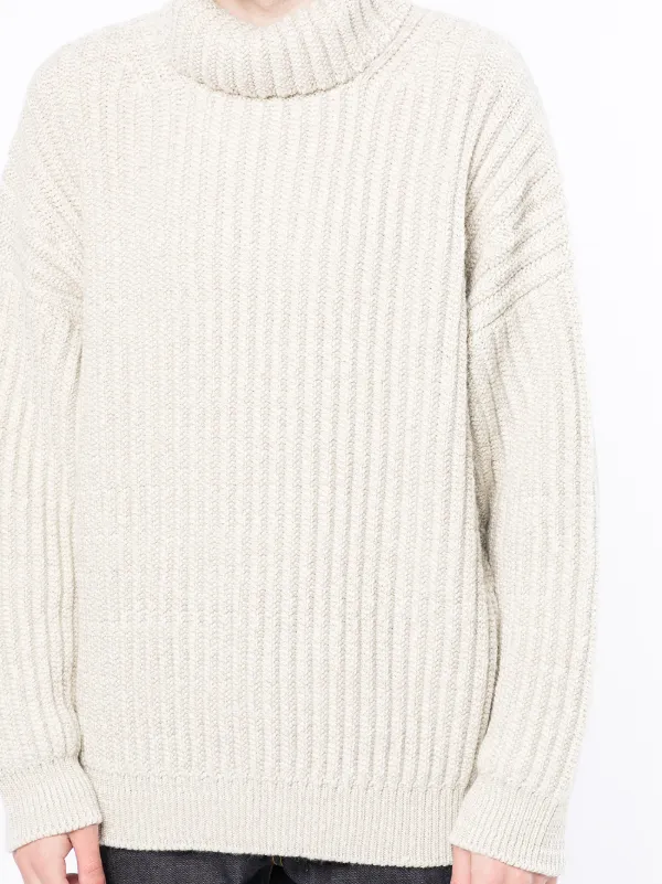white chunky polo neck jumper