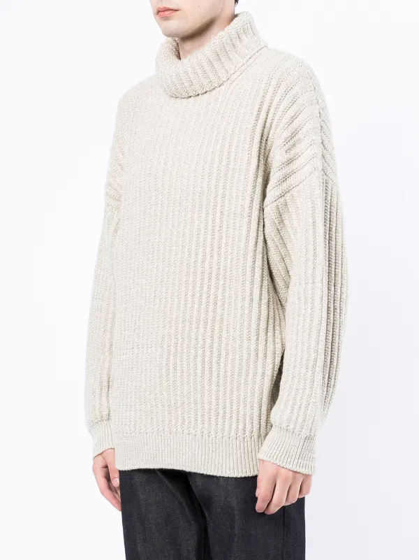 white chunky polo neck jumper