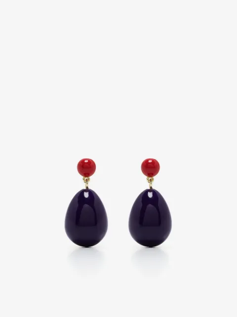 Eshvi aretes con dije diseño de dos tonos