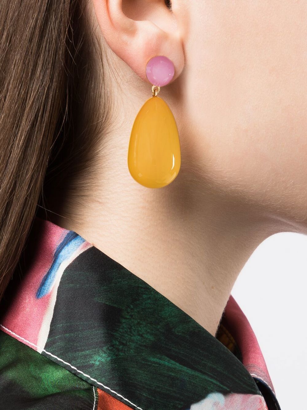 Shop Eshvi Two-tone Tear Drop Earrings In Yellow