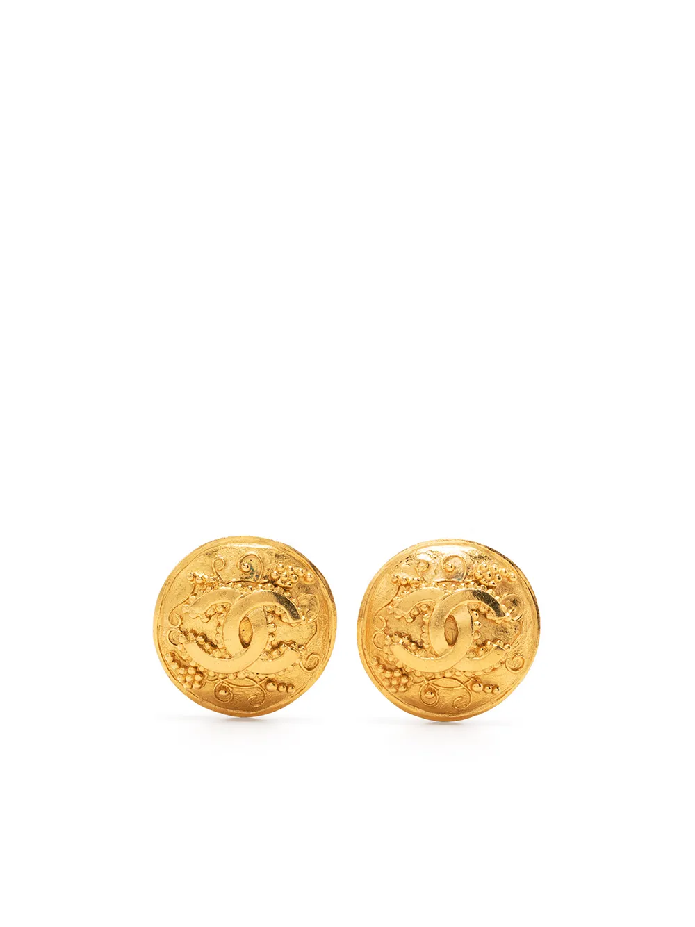 

Chanel Pre-Owned aretes de botón con logo CC 1996 - Dorado