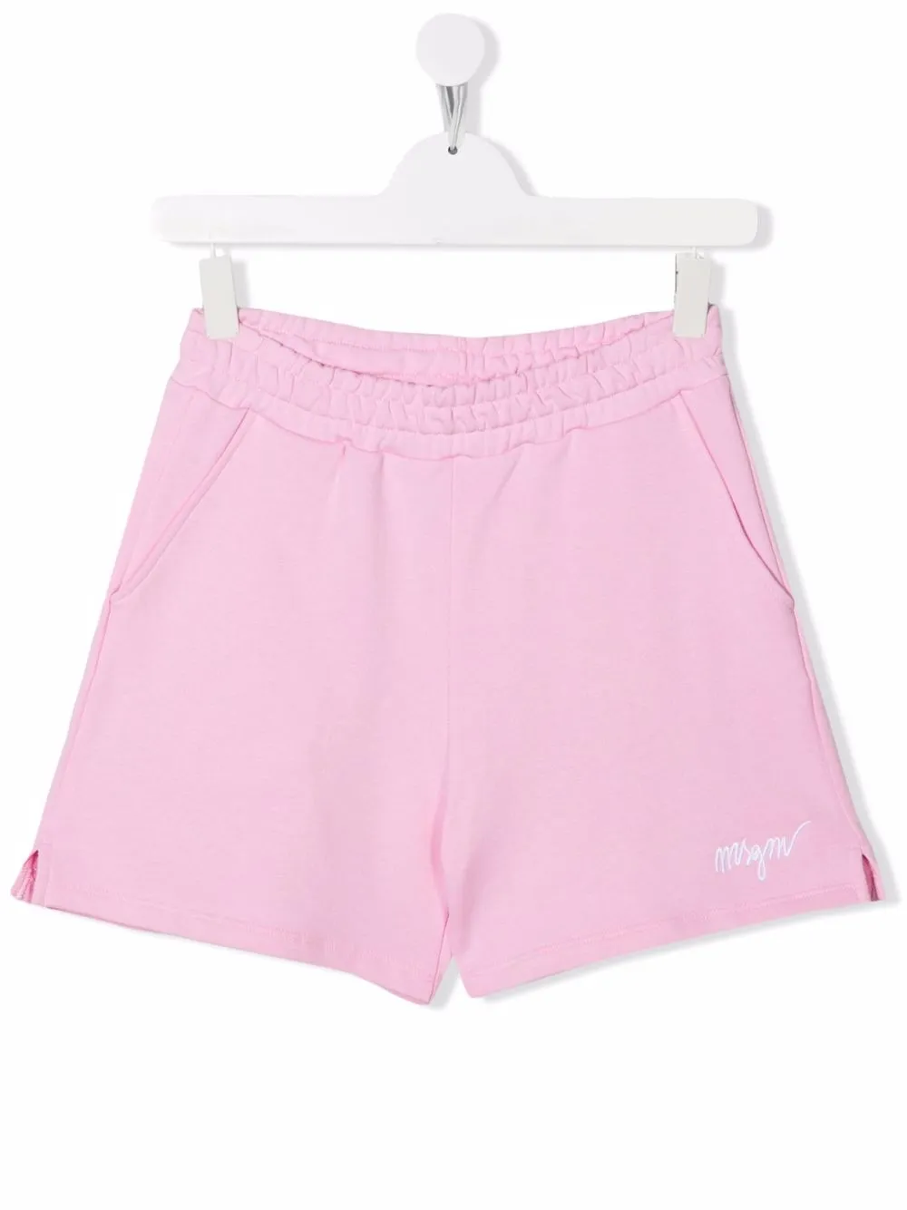 

MSGM Kids shorts deportivos con logo bordado - Rosado