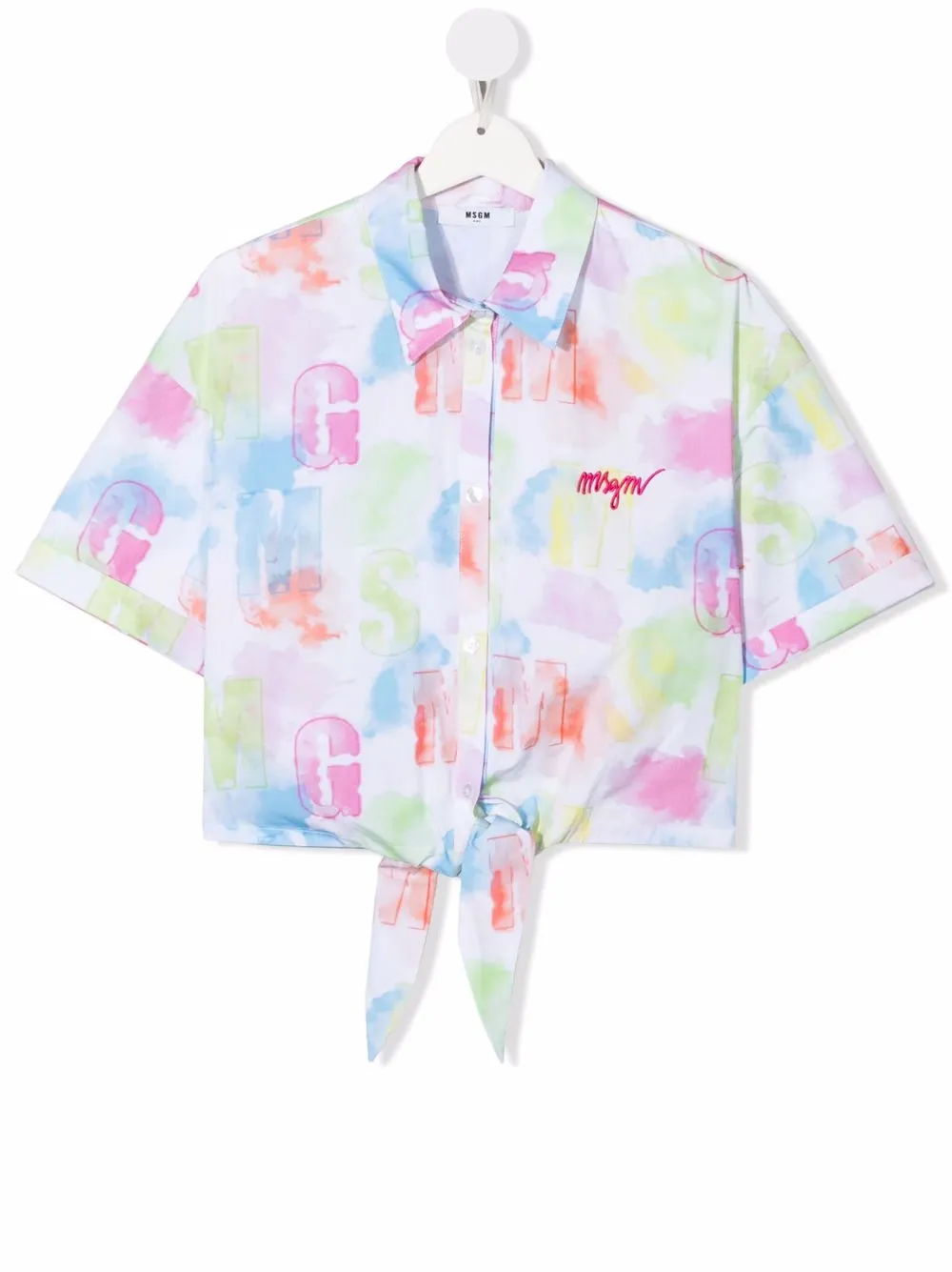 

MSGM Kids camisa corta con estampado abstracto - Blanco