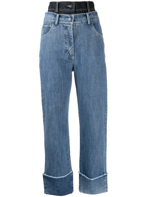 Rokh washed double-layer jeans