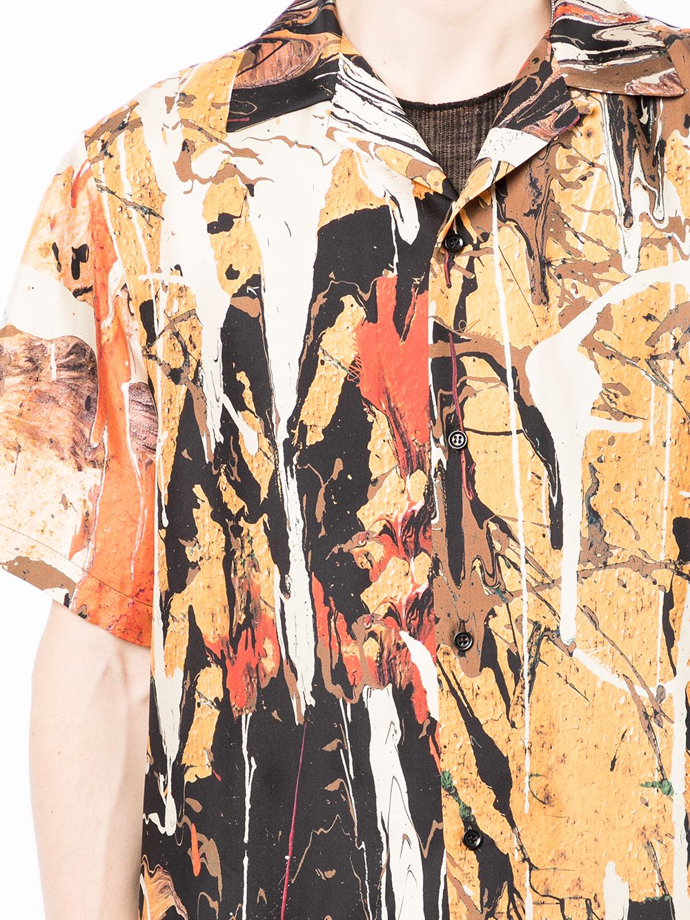 Buy Amiri Paint Splatter Bowling Shirt 'Brown/Orange' - PS22MSS034 664 BROW