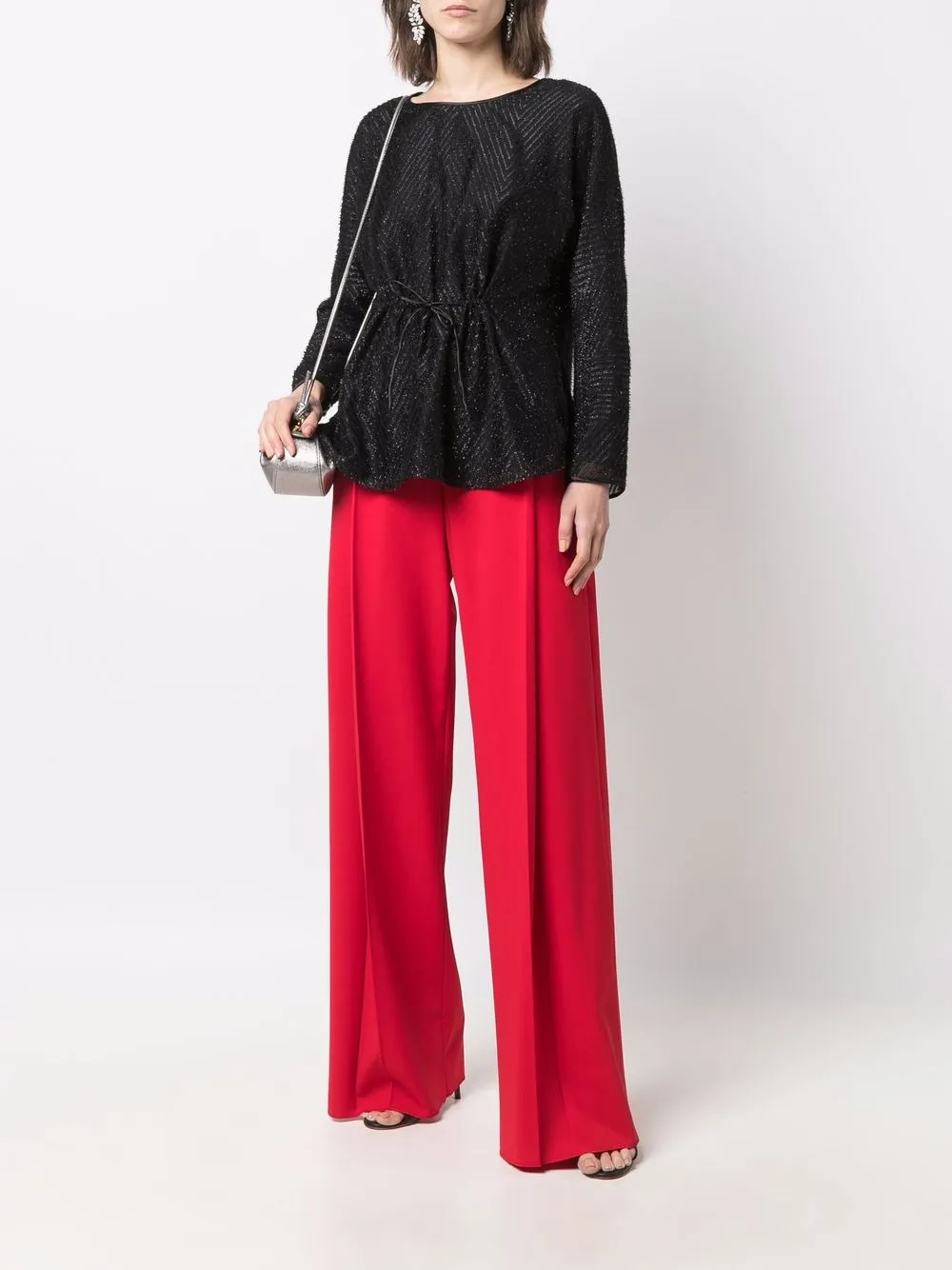 Emporio Armani Blouse met gestrikte taille - Zwart