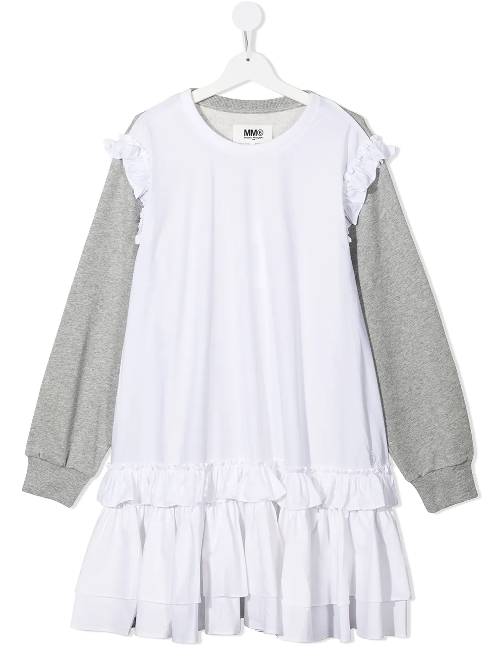 

MM6 Maison Margiela Kids vestido manga larga con volantes - Blanco