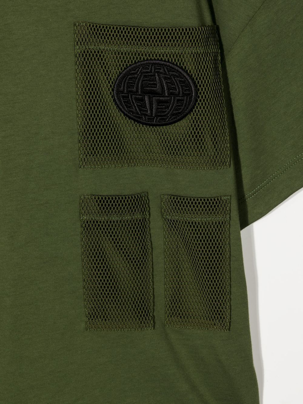 Shop Fendi Ff Logo-patch Multi-pocket T-shirt In Green
