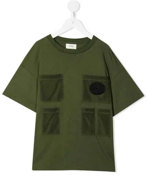 Fendi Kids FF logo-patch multi-pocket T-shirt