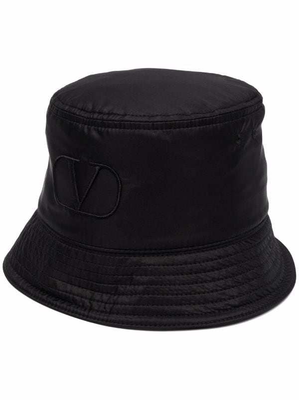 Re Nylon Embellished Bucket Hat in Black - Prada