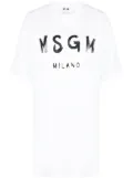 MSGM logo-print cotton T-shirt dress - White