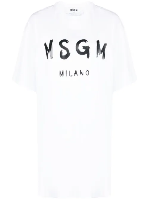 Robe en coton à logo imprimé - MSGM - Modalova