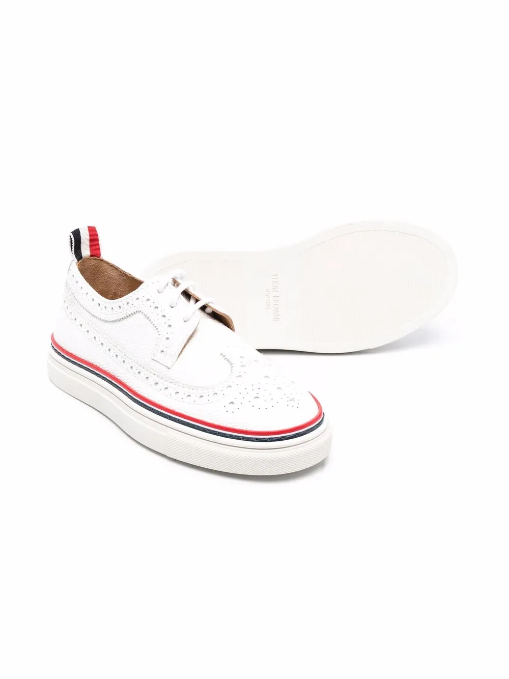 Shop Thom Browne Longwing Leather Sneakers In White