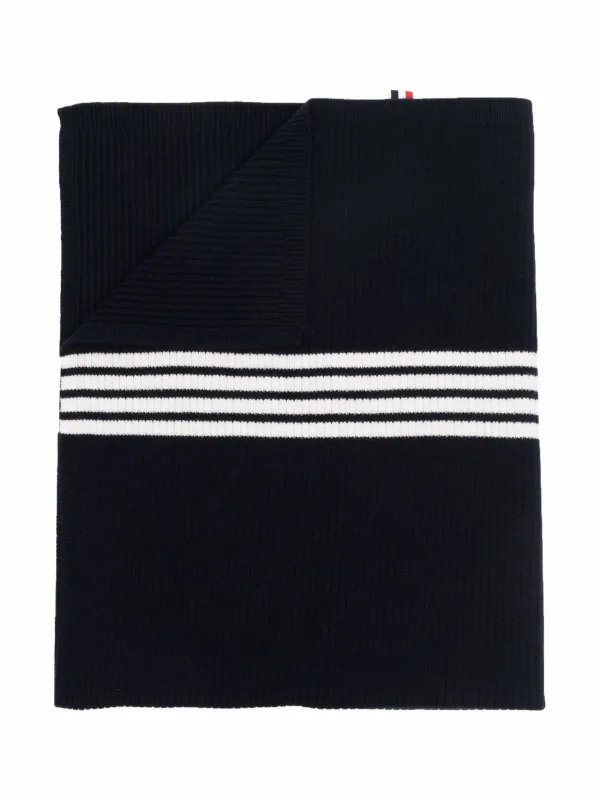 Thom Browne Kids 4 Bar ribbed knit Wool Blanket Farfetch