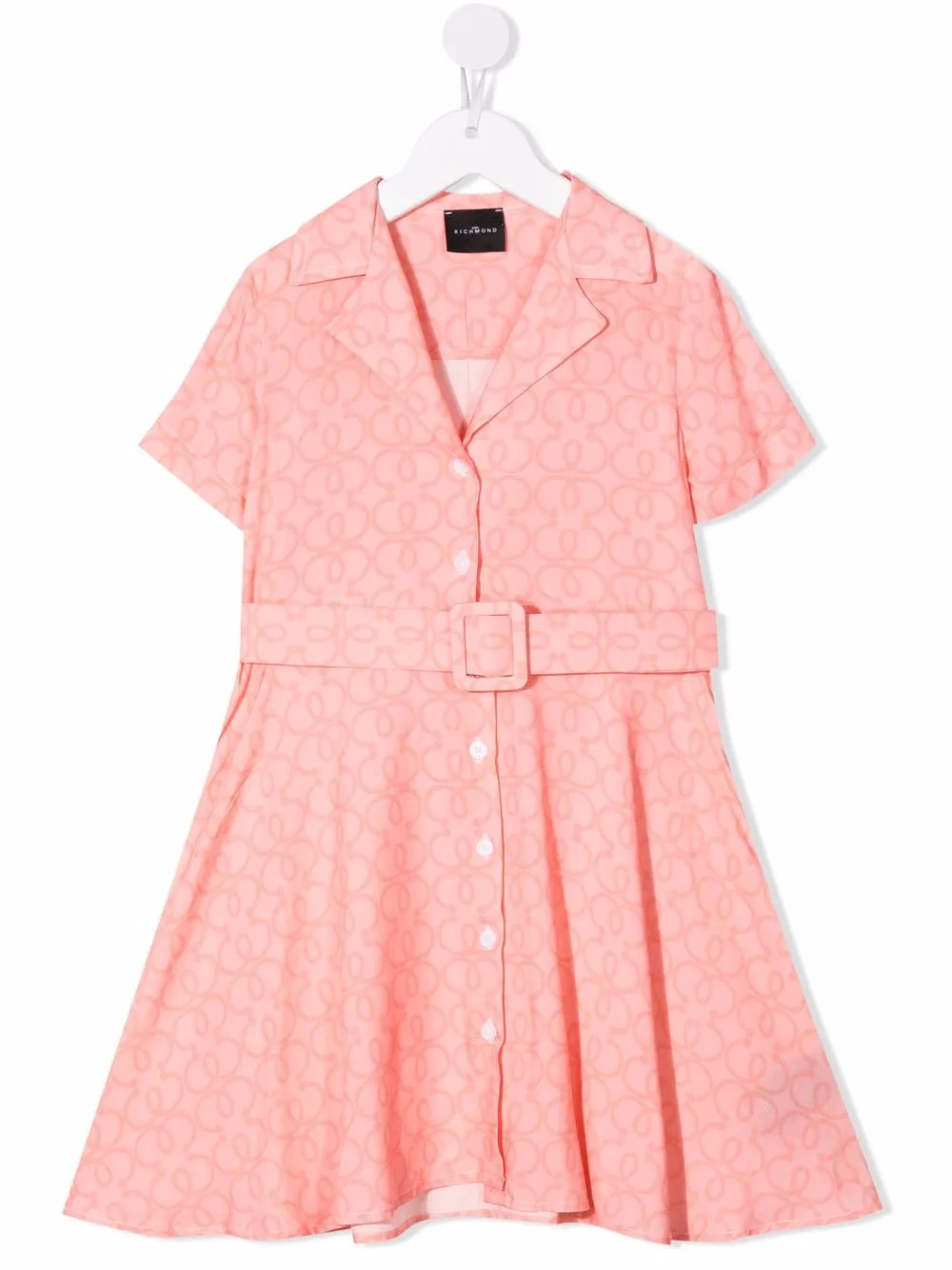 

John Richmond Junior vestido estilo playera con monograma estampado - Rosado