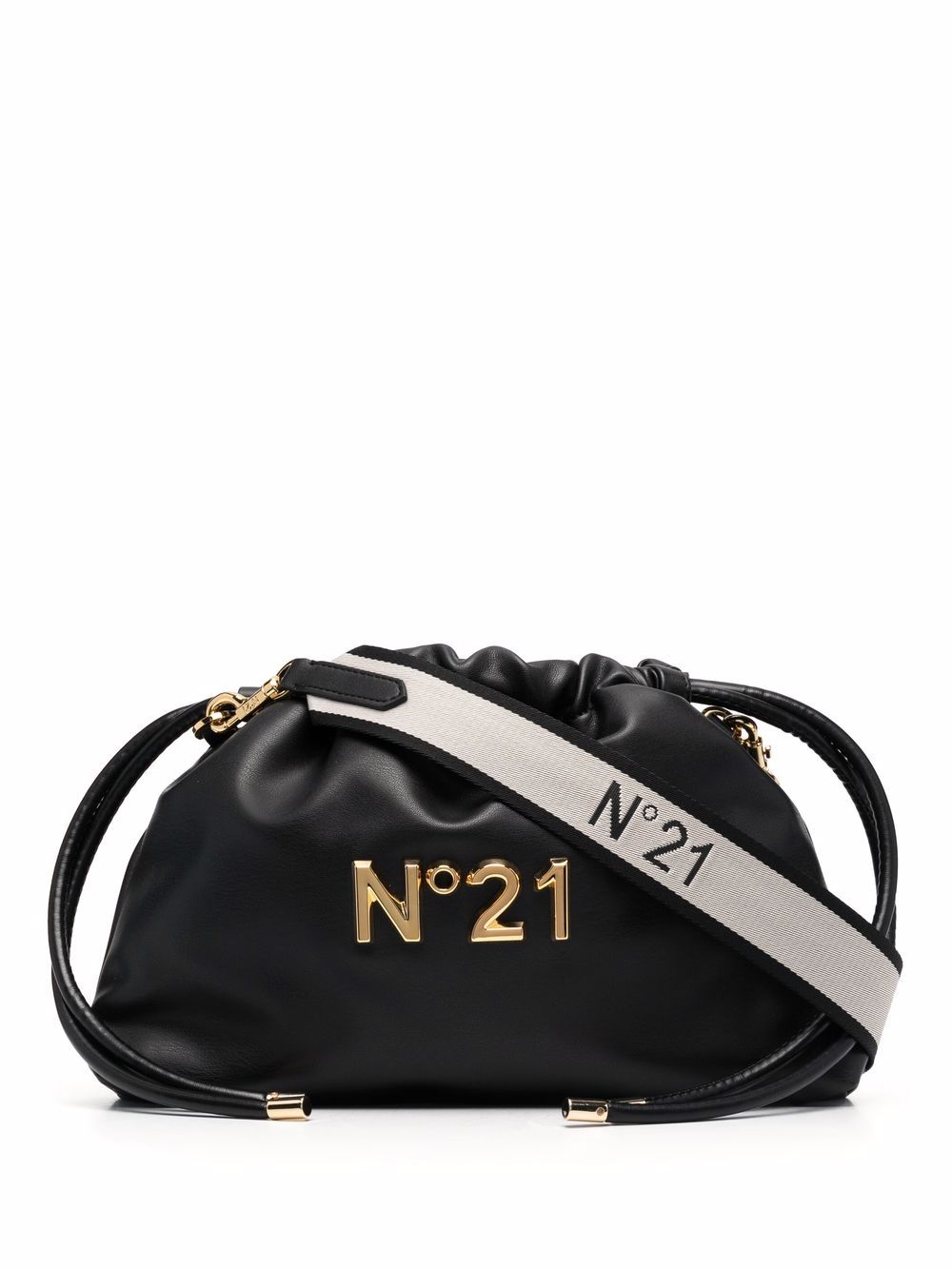 

Nº21 Eva logo-plaque drawstring clutch bag - Black