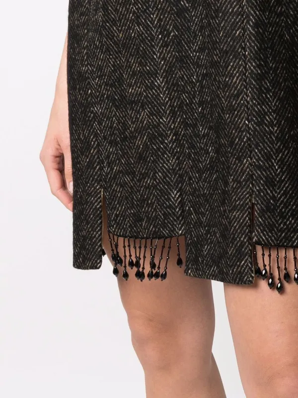 Ganni Beaded Step-hem Shift Dress - Black
