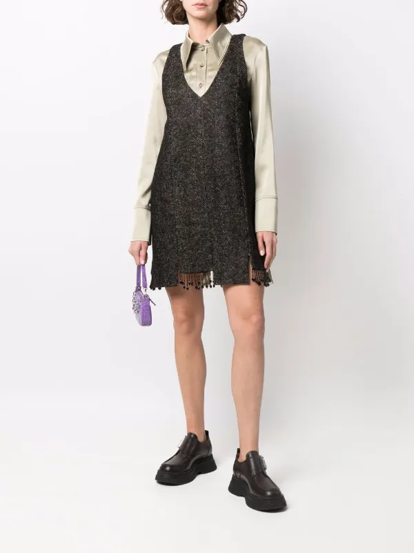 ganni beaded dress GANNI Women's Velvet Sequins Long Dress