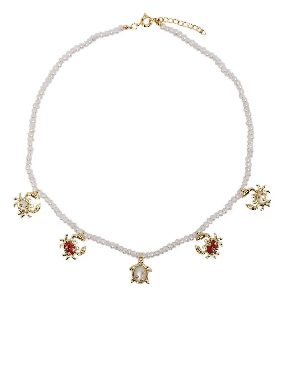 

Eshvi sea-animal charm pearl necklace - White