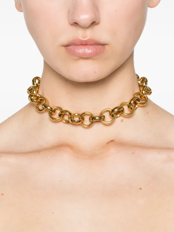 Saint Laurent Choker Mit Logo Gravur Gold FARFETCH DE