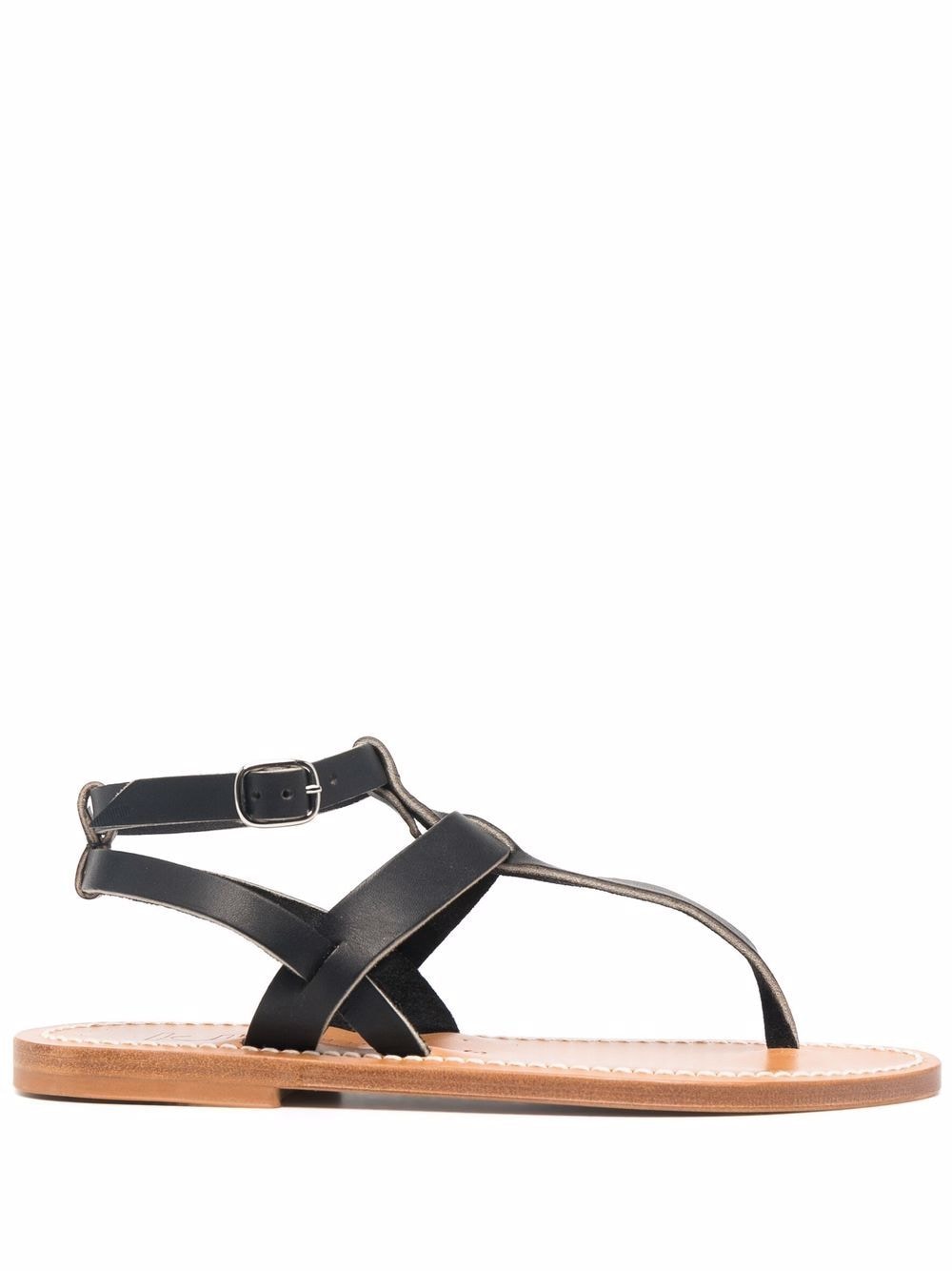 K. Jacques Kepri flat leather sandals Black