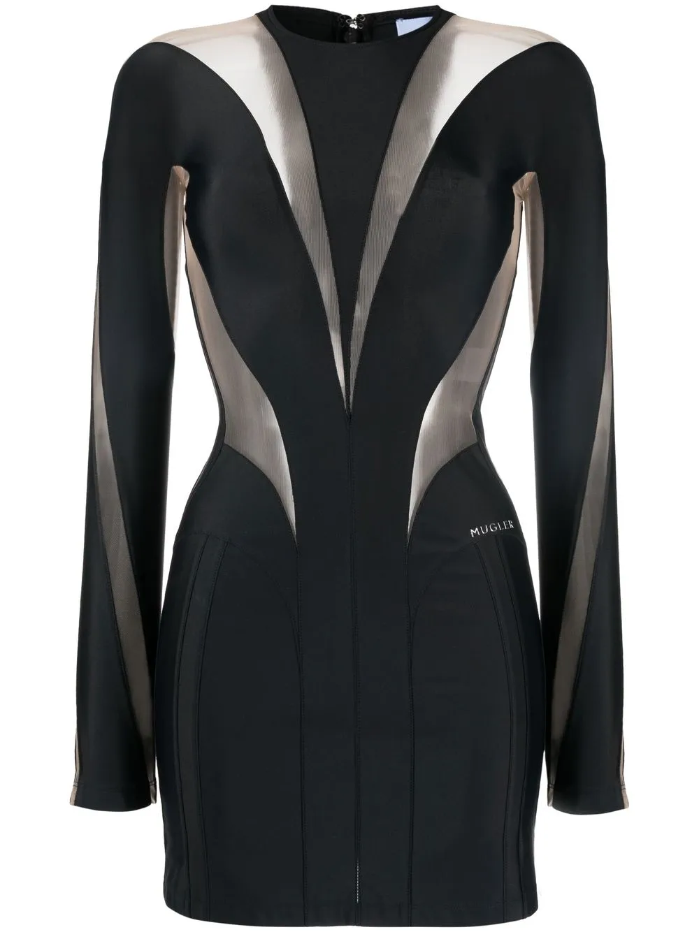 

Mugler sheer-panel long-sleeve minidress - Black