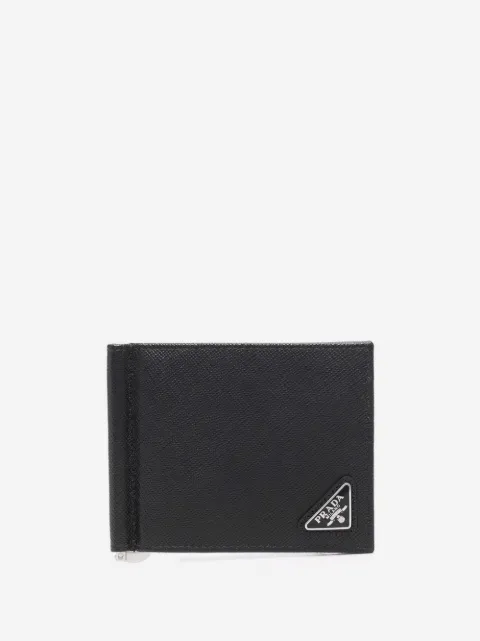 Prada portefeuille pliant en cuir Saffiano